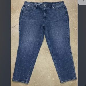 Talbots Flawless Slim Ankle Floral Blue Jeans 22W